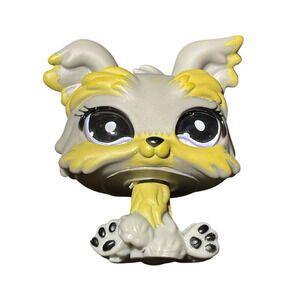 Littlest Pet Shop LPS Authentic #883 Yorkshire Yorkie Dog Purple Glass Eyes